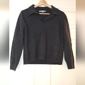 Charcoal Gray 100% Merino Wool Cropped Sweater